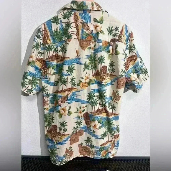 Blue Hawaii Boys Button Up Short Sleeve Tan Vintage Shirt Size Medium - Picture 4 of 5